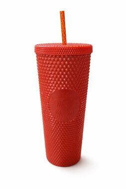 Starbucks Fall 2022 Glossy Orange Studded 24 oz Venti Cold Cup Tumbler Limited